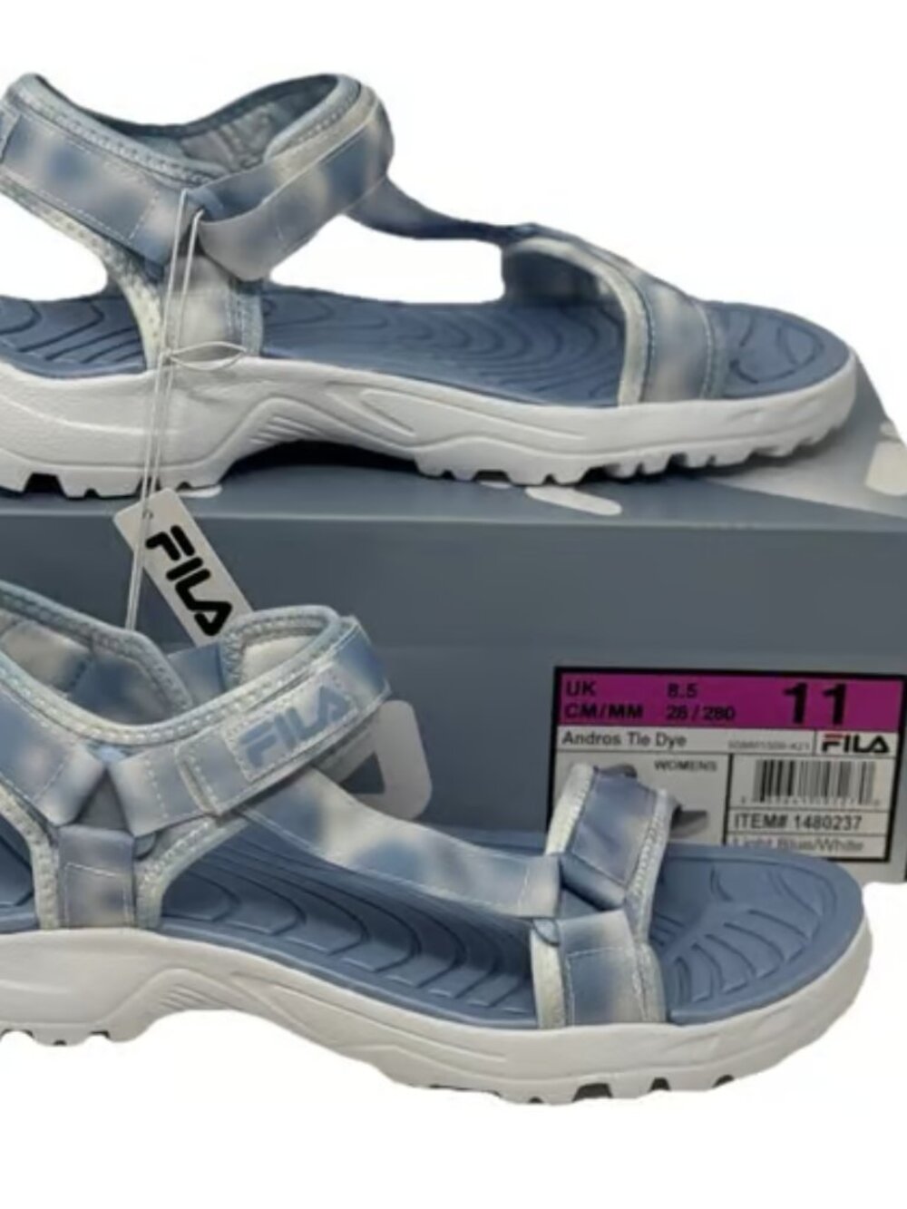 Fila Women's Andros Tie Dye Sandals Blue Size 11